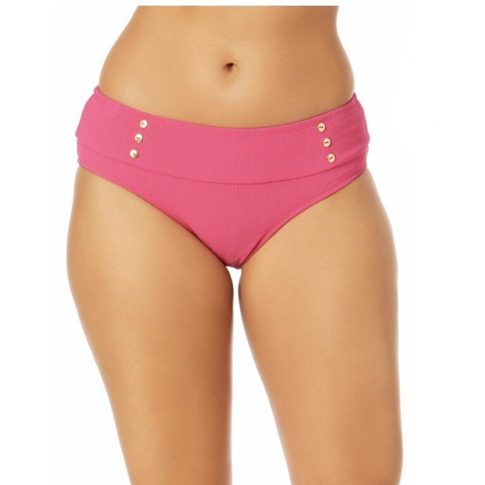 Time and Tru Womens Plus Mid Rise Swim Bottom XL 16-18 New with Tags Pink Nice